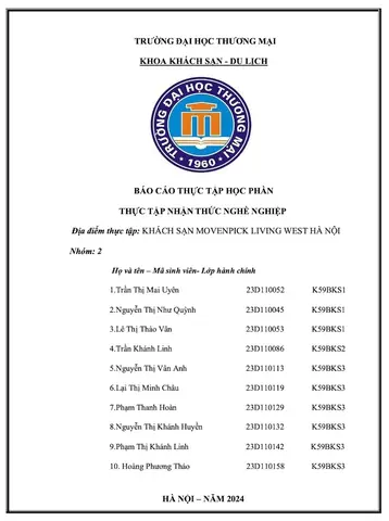 Báo Cáo Thực Tập Khách Sạn: Hướng Dẫn Chi Tiết Và Ví Dụ Thực Tế