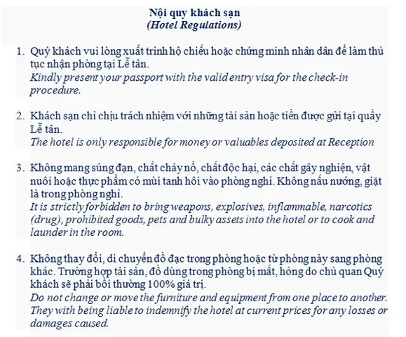 Nội Quy Khách Sạn: Hướng Dẫn Chi Tiết Để Tôn Trọng Quy Định, Đảm Bảo An Toàn Và Tận Hưởng Trải Nghiệm Lưu Trú Hoàn Hảo Nội Quy Khách Sạn: Hướng Dẫn Chi Tiết Để Tôn Trọng Quy Định, Đảm Bảo An Toàn Và Tận Hưởng Trải Nghiệm Lưu Trú Hoàn Hảo