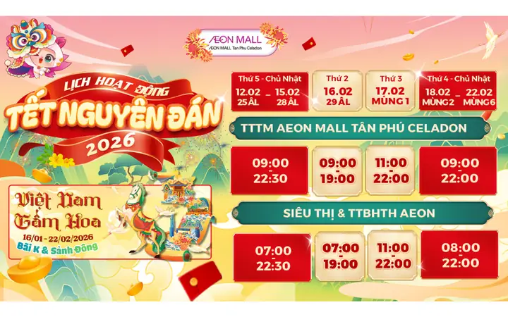 Aeon Mall Tân Phú Mở Cửa Lúc Mấy Giờ