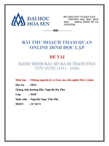 Bài Thu Hoạch Dinh Độc Lập Bài Thu Hoạch Dinh Độc Lập