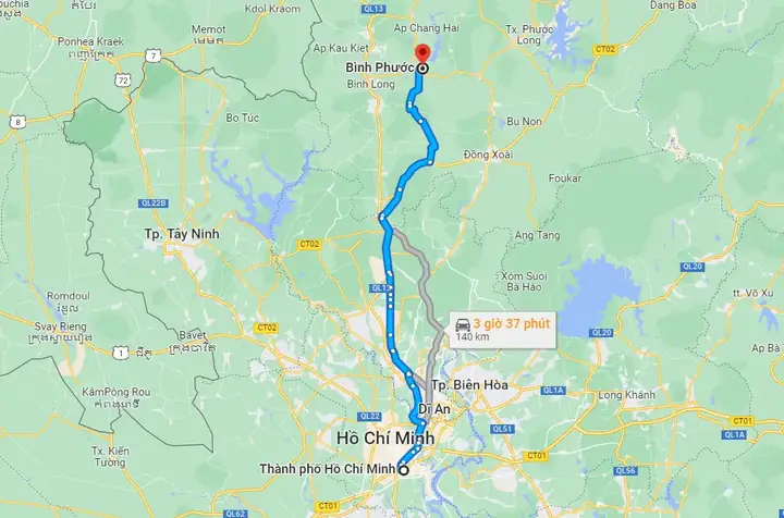 Bình Phước Cách Sài Gòn Bao Nhiêu Km