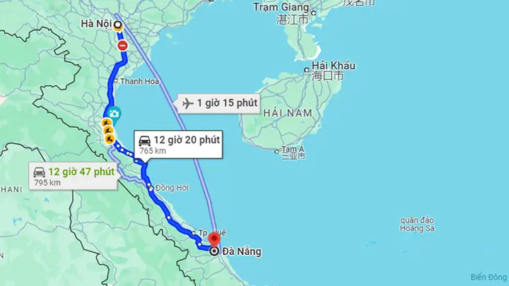 Đà Nẵng Cách Hà Nội Bao Nhiêu Km