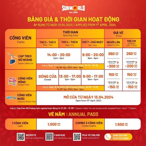 Giá Vé Vào Công Viên Nước Hạ Long Giá Vé Vào Công Viên Nước Hạ Long