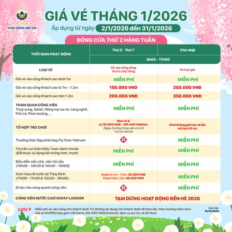 Giá Vé Vào Thiên Đường Bảo Sơn Giá Vé Vào Thiên Đường Bảo Sơn