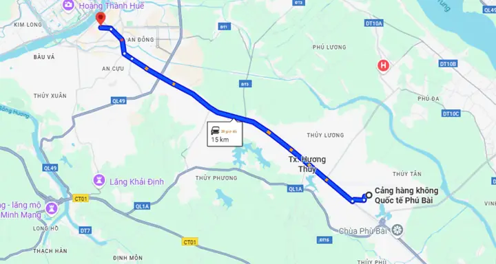 Khoảng Cách Từ Sân Bay Phú Bài Về Tp Huế