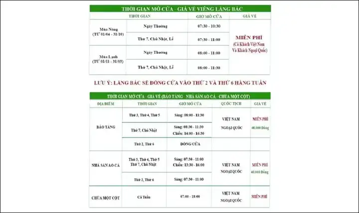 Lịch Mở Cửa Lăng Bác Các Ngày Trong Tuần Lịch Mở Cửa Lăng Bác Các Ngày Trong Tuần