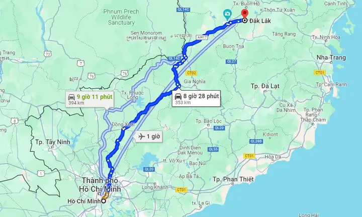 Sài Gòn Đi Đắk Lắk Bao Nhiêu Tiếng