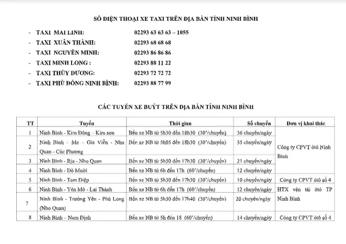 Số Điện Thoại Xe Buýt Ninh Bình Tam Điệp Số Điện Thoại Xe Buýt Ninh Bình Tam Điệp