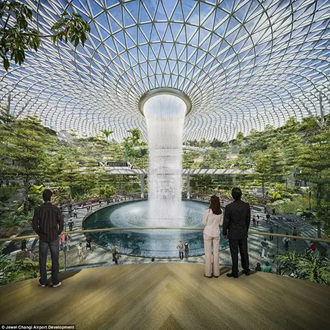 Thác Nước Trong Sân Bay Singapore Thác Nước Trong Sân Bay Singapore