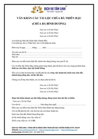Văn Khấn Chùa Bà Bình Dương Văn Khấn Chùa Bà Bình Dương