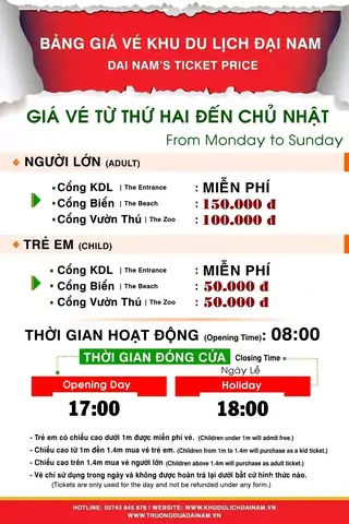 Vé Vào Cổng Khu Du Lịch Đại Nam Vé Vào Cổng Khu Du Lịch Đại Nam