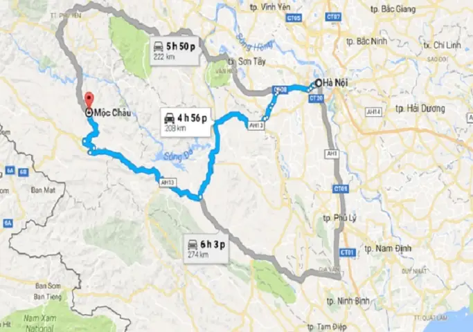 Khoảng Cách Hà Nội Mộc Châu
