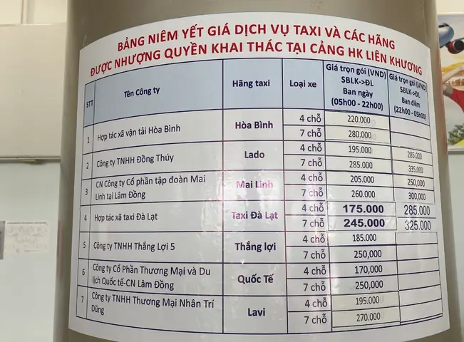 Taxi Đi Sân Bay Liên Khương Taxi Đi Sân Bay Liên Khương
